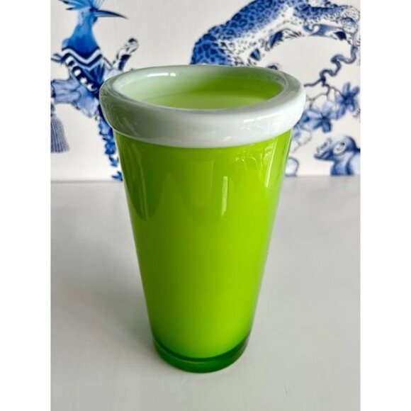 MCM Mid-Century Modern Green Blown Glass Vase - Picture 5 of 8